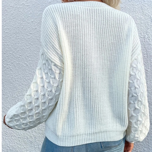 Cozy Heart Print Vday Valentine's Oversized Knit Sweater Top - Picture 4 of 5